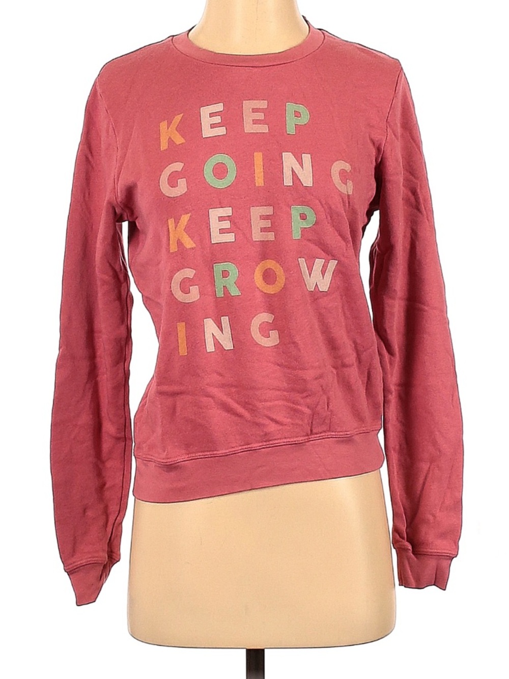 Sol Angeles Pink Crewneck Sweater with Multicolor Lettering